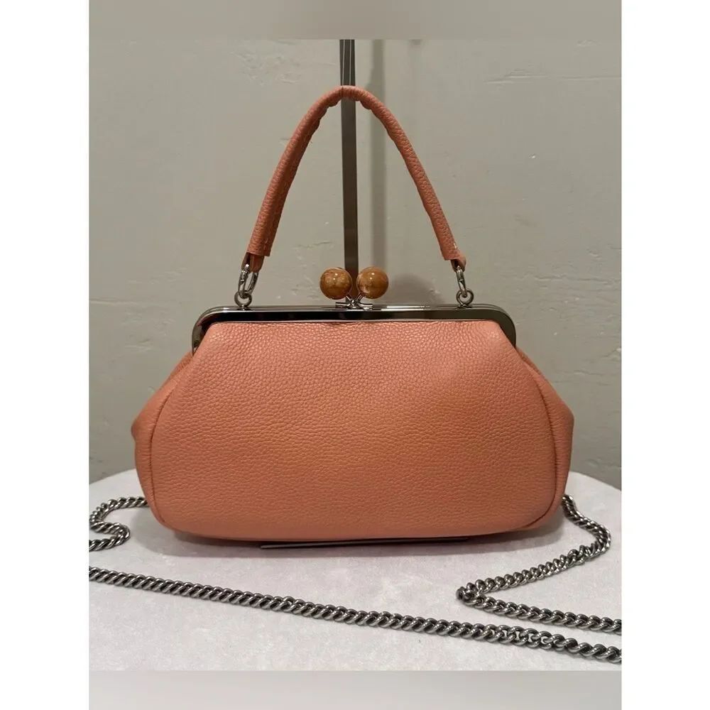 Premium Togo Cowhide Calfskin Handmade Kisslock Bag, Includes 3 Strap Styles